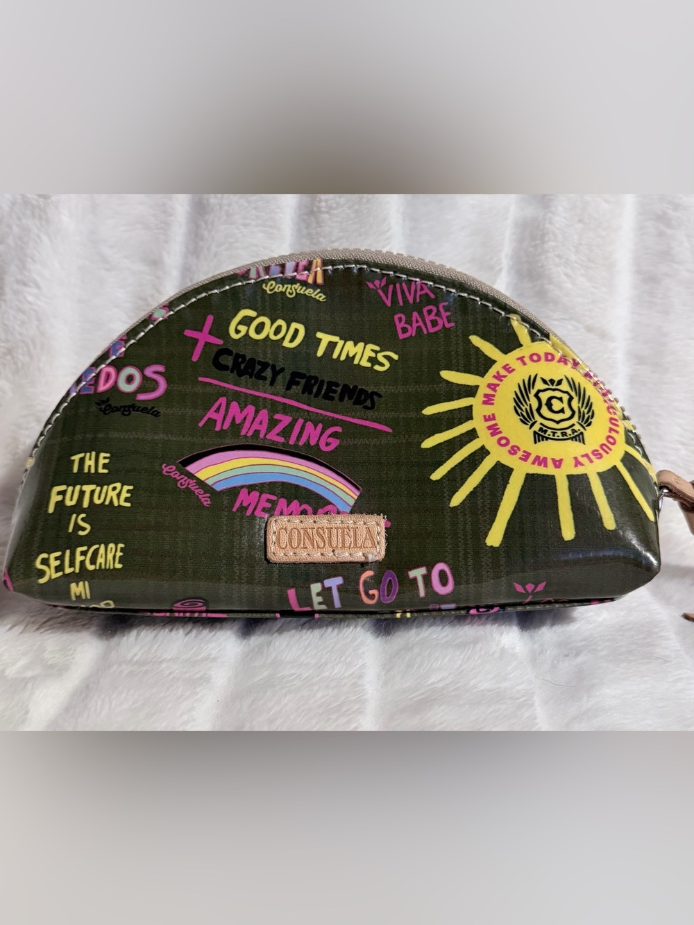 Consuela Pink Glitter Lined Cosmetic Pouch